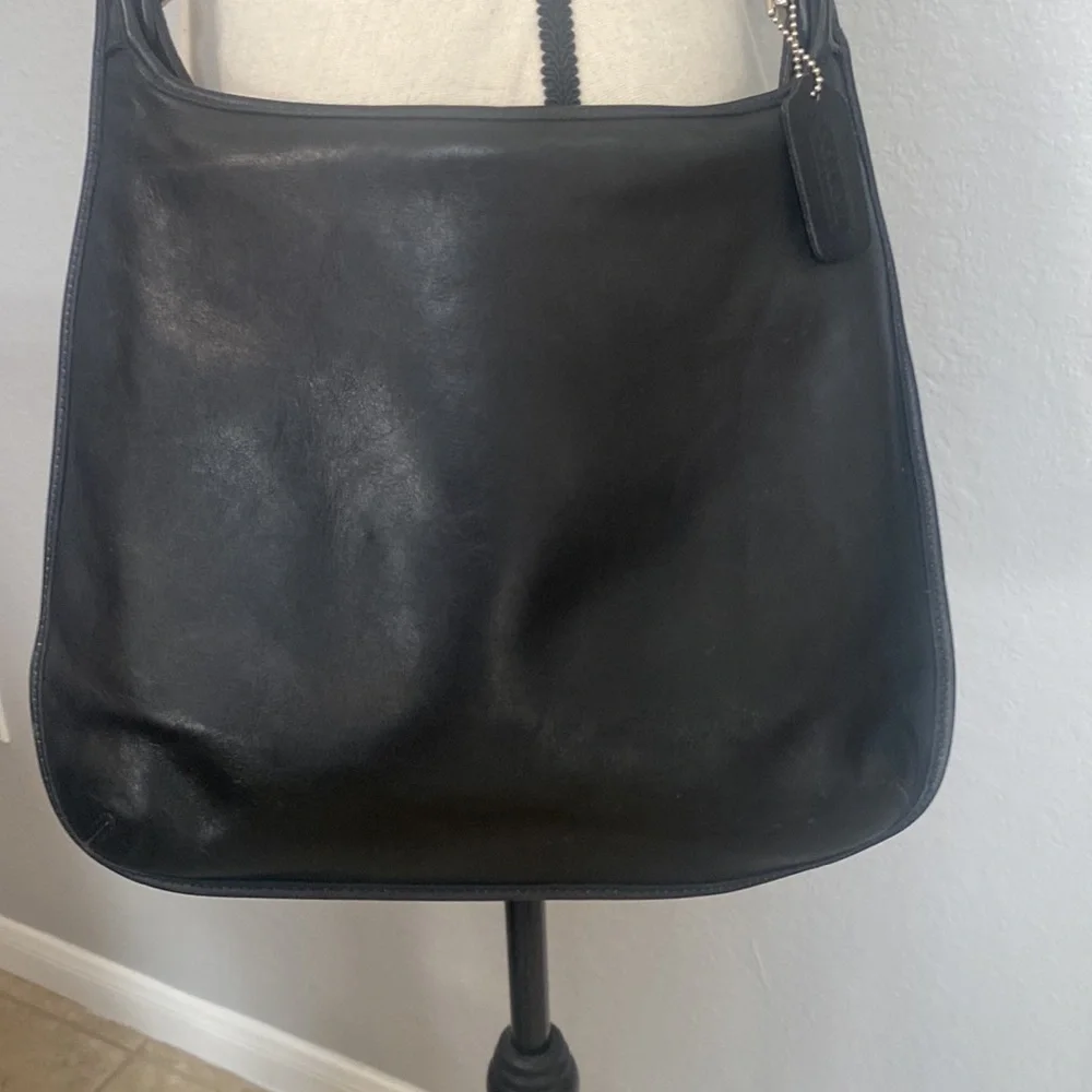 COACH #9134 Vintage Black Leather Large 
Flap Crossbody Shoulder Saddle Bag. - Picture 5 of 9